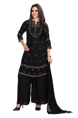 Buy Black Kurta Set for Women Modal Embroidered Kurti with Palazzo