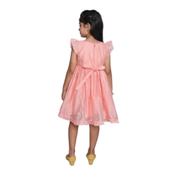 Chanderi Cotton Dress for Girls Frock Style Peach