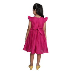 Chanderi Cotton Dress for Girls Frock Style Pink