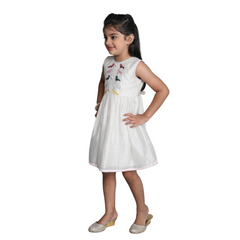 Chanderi Cotton Dress for Girls Frock White