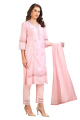 Cotton Chikankari Pakistani Kurta Set with Pant and Designer Dupatta