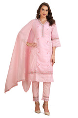 Cotton Chikankari Pakistani Kurta Set with Pant and Designer Dupatta