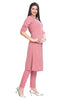 Crape Knee Length Straight Cut Kurti with Round neck and 3/4th Pleated Sleeves.