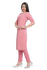 Crape Knee Length Straight Cut Kurti with Round neck and 3/4th Pleated Sleeves.