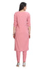 Crape Knee Length Straight Cut Kurti with Round neck and 3/4th Pleated Sleeves.