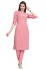 Crape Knee Length Straight Cut Kurti with Round neck and 3/4th Pleated Sleeves.