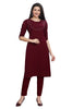 Crape Kurti with Designer Sleeves Straight Cut Knee Length