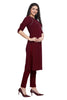 Crape Kurti with Designer Sleeves Straight Cut Knee Length