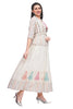 Cream Cotton Frock Style Full Length Kurti for women