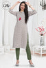 Cream Cotton Knee Length Straight Cut Kurti With Round Neck for Women