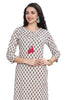 Cream Cotton Knee Length Straight Cut Kurti With Round Neck for Women