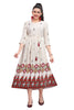 Cream Frock Style Buti Print Kurti with Dori Belt