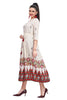 Cream Frock Style Buti Print Kurti with Dori Belt