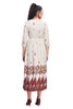 Cream Frock Style Buti Print Kurti with Dori Belt