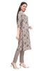 Cream Rayon Kurti with Mughlai Floral Print and Foil Highlights