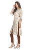 Cream Silk Kurti for Women: Straight Cut with Batik Print & Sequin Embroidery