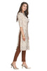 Cream Silk Kurti for Women: Straight Cut with Batik Print & Sequin Embroidery