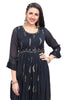 Dark Blue Georgette Multi-Tiered Sequin Work Nyra Cut Kurti Set with Palazzo