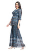 Designer Blue Fusion Print Peplum Kurti and Gharara Pant Set with Mirror Work