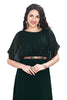 Designer Bottle Green Georgette Kurti with Embroidered Poncho Yoke