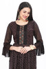 Designer Dark Brown Nyra Cut Kurti Set in Floral Print with Narrow Pants and Chiffon Dupatta