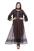 Designer Dark Brown Nyra Cut Kurti Set in Floral Print with Narrow Pants and Chiffon Dupatta