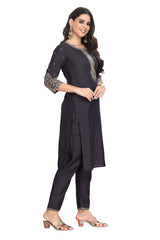 Designer Kurta Set with Chiffon Dupatta and sleek silk pants