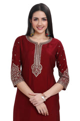 Designer Kurta Set with Chiffon Dupatta and sleek silk pants