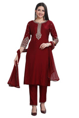 Designer Kurta Set with Chiffon Dupatta and sleek silk pants