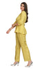 Designer Lemon Green Stripe Print Shirt Style Kurti Set with Straight Pants