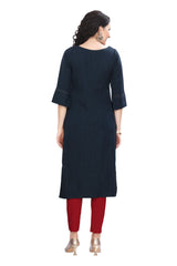 Knee Length Kurti for women with Embroidered Boat Neck