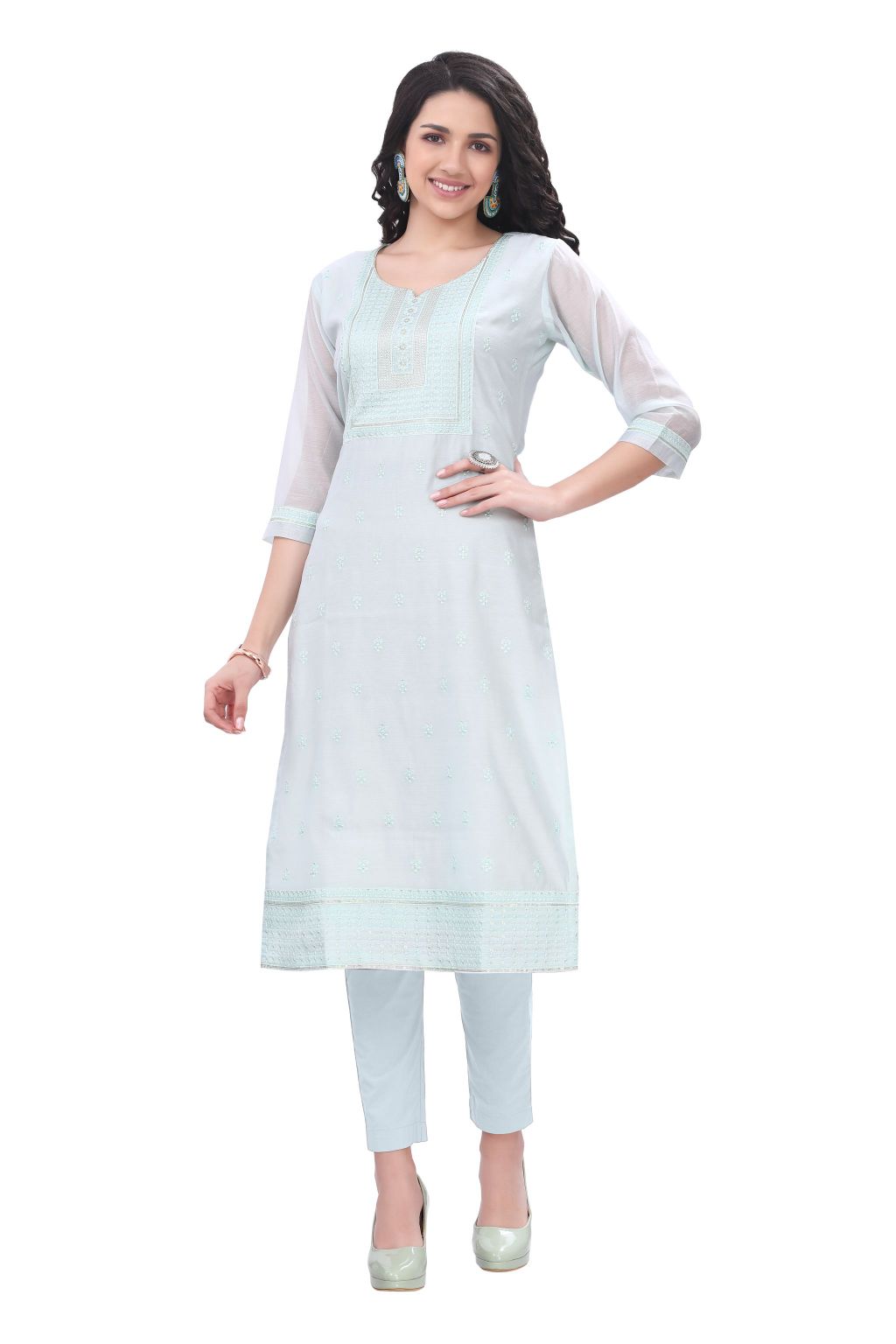 Embroidered Kurti for Women with Sequin Work Trendy Ethnic Wear