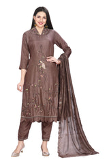 Embroidered Work Kurta Set for Women with Pant and Dupatta 