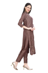 Embroidered Work Kurta Set for Women with Pant and Dupatta 