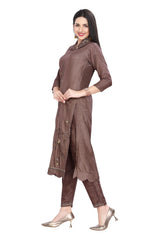 Embroidered Work Kurta Set for Women with Pant and Dupatta 