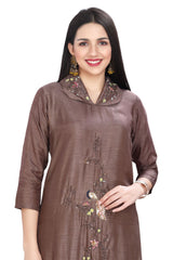 Embroidered Work Kurta Set for Women with Pant and Dupatta 