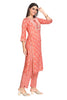 Floral Pink Silk Kurta Set with Embroidered Yoke and Silk Dupatta