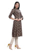 Floral Buta Print Cotton Kurti with Collar Front Slit and Pocket