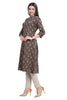 Floral Buta Print Cotton Kurti with Collar Front Slit and Pocket