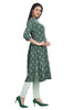 Floral Buta Print Cotton Kurti with Collar Front Slit and Pocket