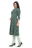 Floral Buta Print Cotton Kurti with Collar Front Slit and Pocket