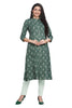 Floral Buta Print Cotton Kurti with Collar Front Slit and Pocket