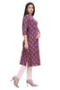 Floral Buta Print Cotton and Katha Fabric Kurti with Front Slit and Mandarin Collar