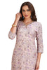 Floral Kurta Set for Women with pant and Silk Dupatta Pink