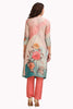 Floral Kurta Set in Tissue with pant and Designer Dupatta Peach