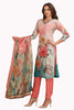 Floral Kurta Set in Tissue with pant and Designer Dupatta Peach