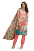 Floral Kurta Set in Tissue with pant and Designer Dupatta Peach