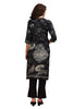 Floral Kurta Set with Designer pant and Printed Dupatta Black