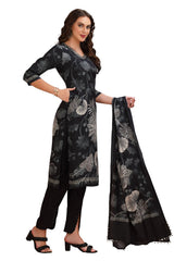 Floral Kurta Set with Designer pant and Printed Dupatta Black