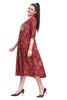 Floral Maroon Muslin Kurti for Women with Round Neck and Embroidery Border